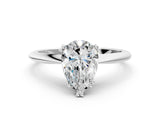 Silver Marquise Solitaire Diamond Ring with Six-Prong Setting and Classic Band_1798