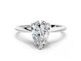 Silver Marquise Solitaire Diamond Ring with Six-Prong Setting and Classic Band_1804