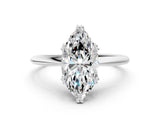 Silver Marquise Solitaire Diamond Ring with Six-Prong Setting and Classic Band_1822