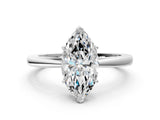 Silver Marquise Solitaire Diamond Ring with Split Shank and Four-Prong Setting_12