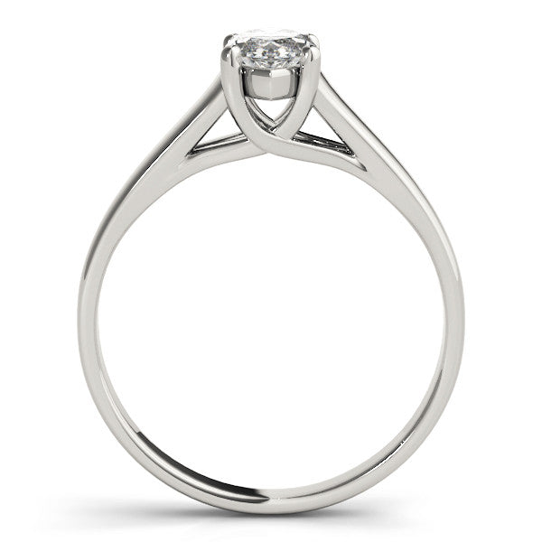 Silver Marquise Solitaire Diamond Ring with Tapered Band and Four-Prong Setting 1