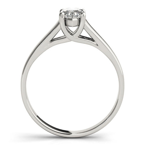 Silver Marquise Solitaire Diamond Ring with Tapered Band and Four-Prong Setting 1