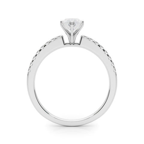 Silver Marquise Solitaire Diamond with Pavé Band and Four-Prong Setting 1