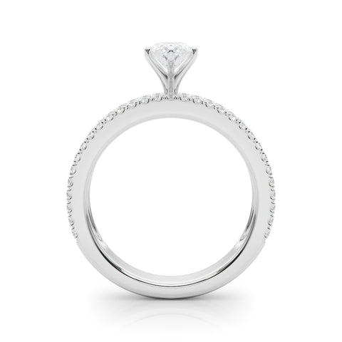 Silver Marquise Solitaire Diamond with Pave and Channel Set Band 1