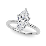 10K White Gold 1.56 Carat F VVS2 Marquise Solitaire Engagement Ring with Classic Band and Four-Prong Setting