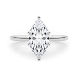 18K White Gold 2.09 Carat E VVS1 Marquise Solitaire Engagement Ring with Classic Band and Four-Prong Setting