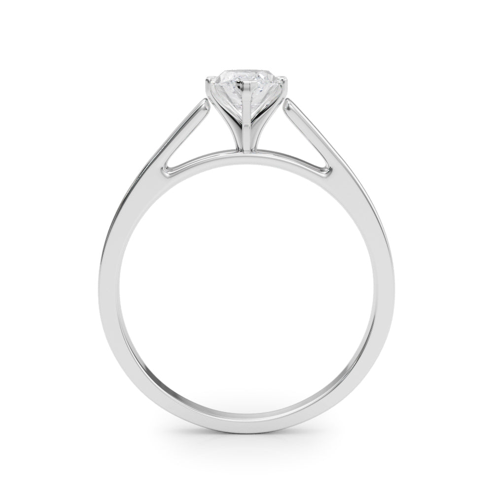 Silver Marquise Solitaire Engagement Ring with Four-Prong Setting and Tapered Band 1
