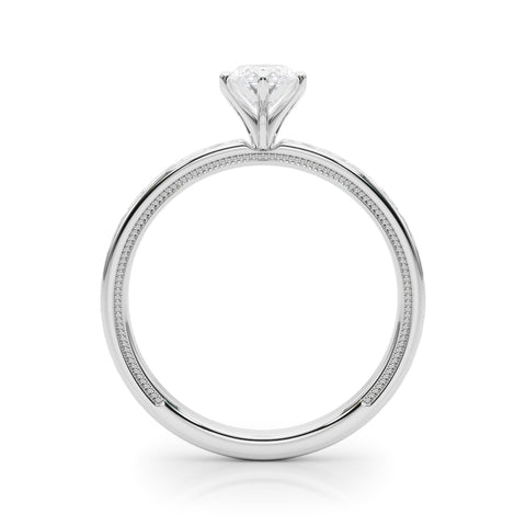 Silver Marquise Solitaire Engagement Ring with Scrollwork Band and Four-Prong Setting 1