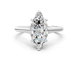 Silver Marquise Solitaire Engagement Ring with Six-Prong Setting and Classic Band 2
