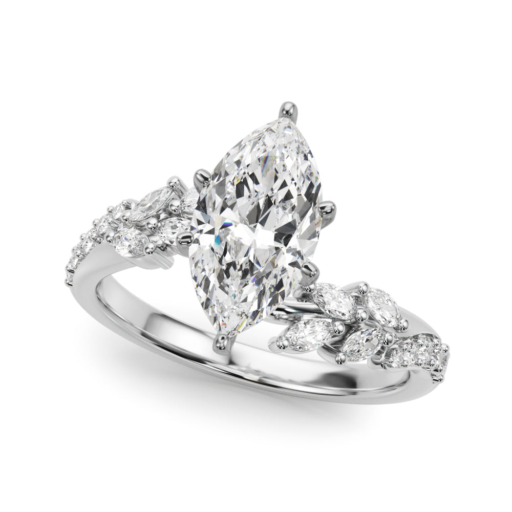 Silver Marquise Solitaire Marquise Twist Band with Six-Prong Setting 2