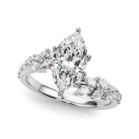 Silver Marquise Solitaire Marquise Twist Band with Six-Prong Setting 2