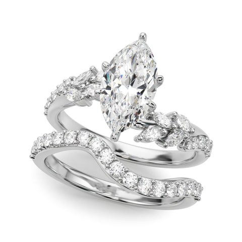Silver Marquise Solitaire Marquise Twist Band with Six-Prong Setting