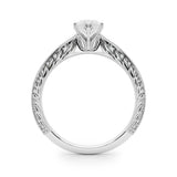 Silver 0.55 Carat E VS1 Marquise Solitaire Milgrain Engraved Band with Four-Prong Setting