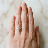 Silver 0.55 Carat E VS1 Marquise Solitaire Milgrain Engraved Band with Four-Prong Setting