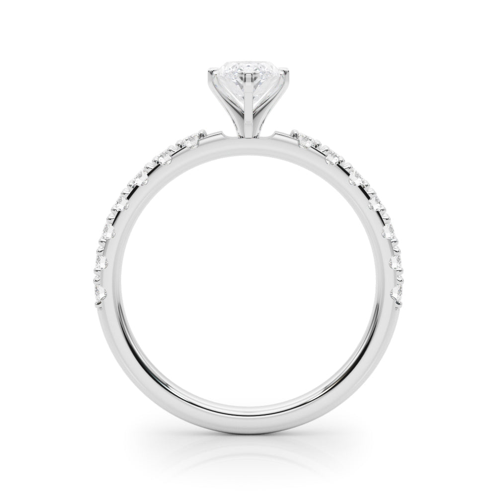 Silver Marquise Solitaire Pavé Band with Four-Prong Setting 1