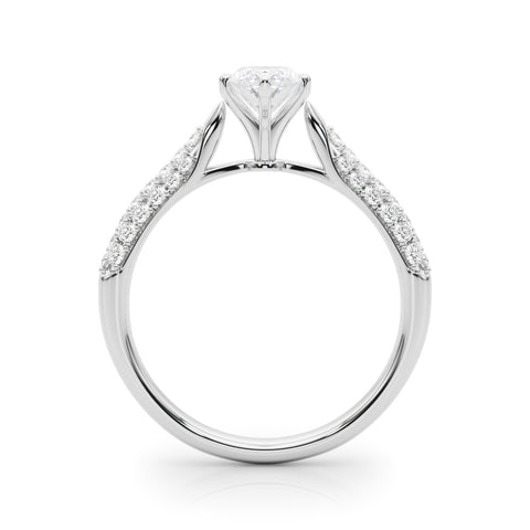 Silver Marquise Solitaire Pavé Diamond Engagement Ring with Four-Prong Setting 1