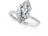 Silver Marquise Solitaire Twist Band Ring with Four-Prong Setting_13