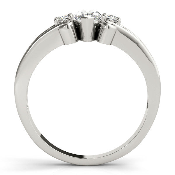 Silver Marquise Solitaire Twisted Band Scroll Prong Ring 1