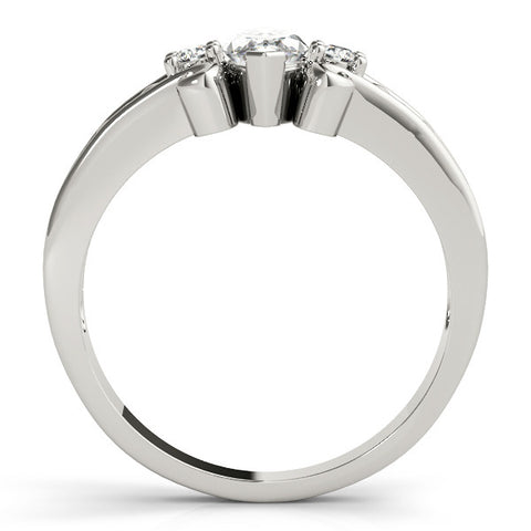 Silver Marquise Solitaire Twisted Band Scroll Prong Ring 1