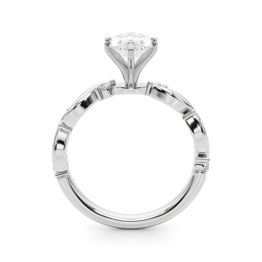 Silver Marquise Solitaire Twisted Band with Prong Setting 1