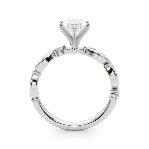 Silver Marquise Solitaire Twisted Band with Prong Setting 1