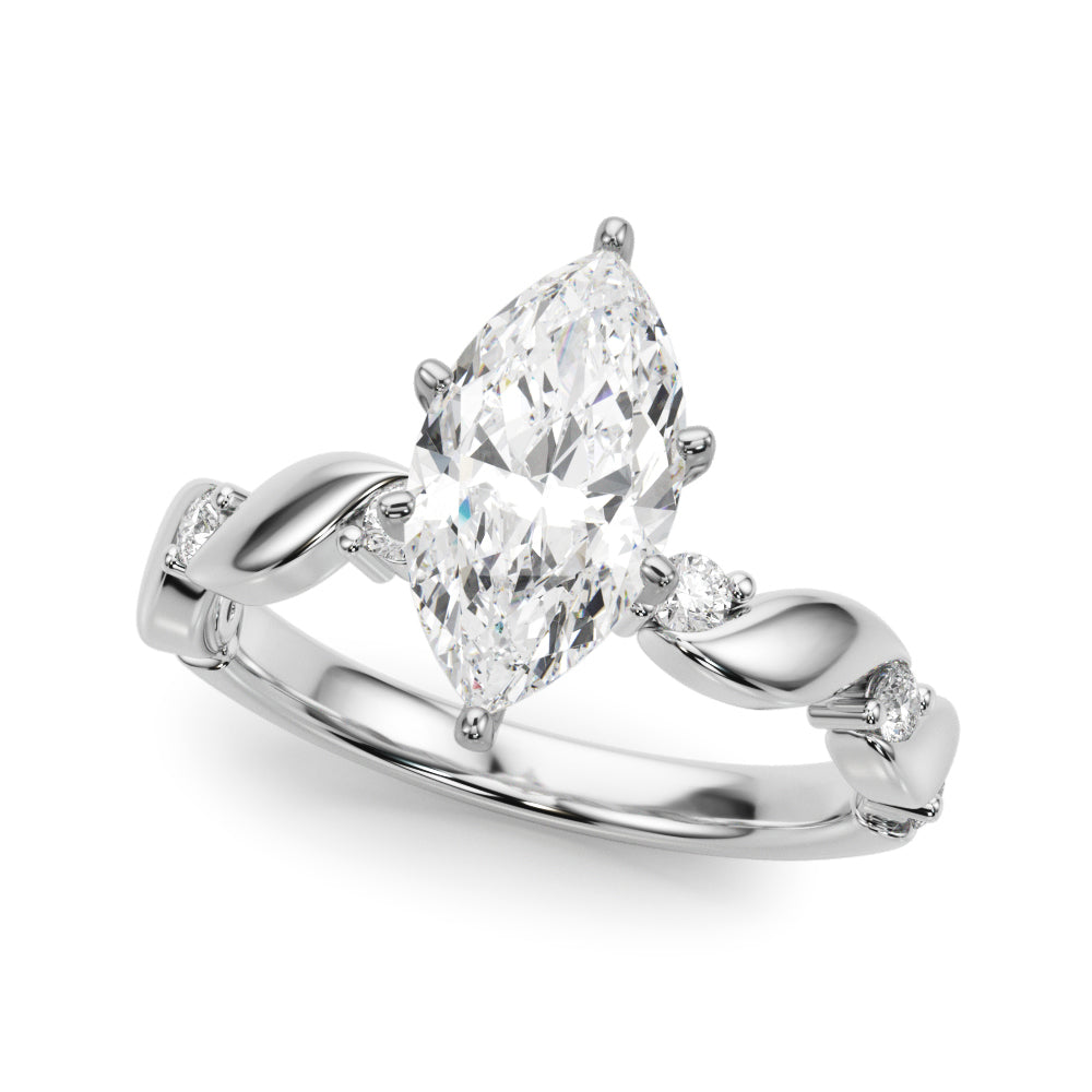 Silver Marquise Solitaire Twisted Band with Prong Setting 2