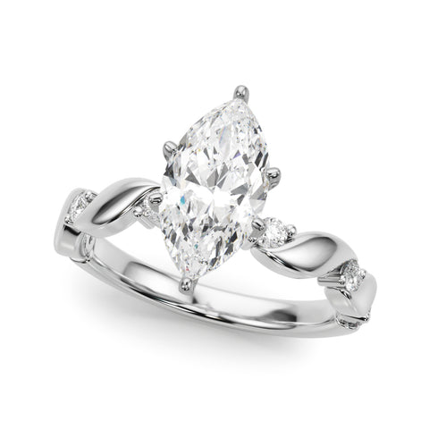 Silver Marquise Solitaire Twisted Band with Prong Setting 2