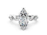 Silver Marquise Solitaire Twisted Band with Prong Setting