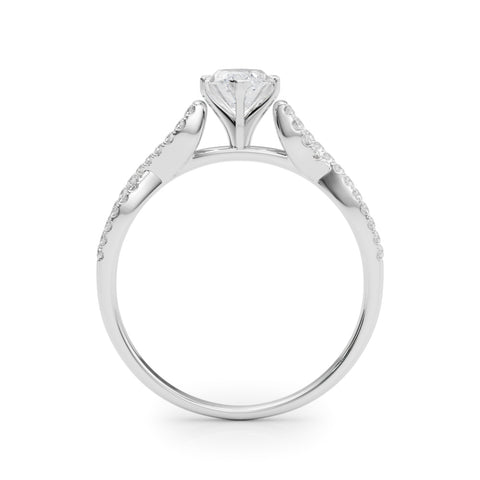 Silver Marquise Solitaire Twisted Pave Diamond Engagement Ring with Four-Prong Setting 1