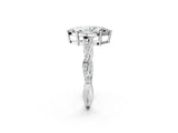 Silver Marquise Solitaire Twisted Pave Diamond Ring with Four-Prong Setting_2
