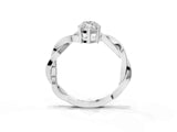 Silver Marquise Solitaire Twisted Pave Diamond Ring with Four-Prong Setting_3