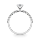10K White Gold 5.07 Carat F VVS2 Marquise Solitaire with Side Stones, Pave Band, Four-Prong Setting