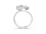 Silver Marquise and Princess Toi Moi Ring with Prong Setting and Micro Pave Band 3