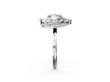 Silver Marquise and Princess Toi Moi Ring with Prong Setting and Plain Band 2
