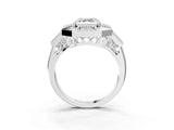 Silver Milgrain Asscher Cut Diamond Halo Split Shank Ring_15