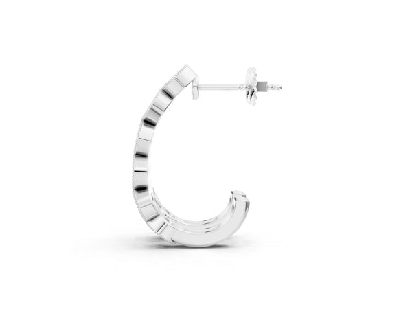 Silver Milgrain Cushion and Marquise Diamond Hoop Earrings