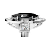 Silver Milgrain Fancy Black Marquise Cut Diamond Halo Split Shank Ring_11