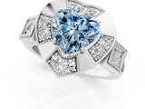 Silver Milgrain Fancy Blue Heart Cut Diamond Halo Split Shank Ring_55
