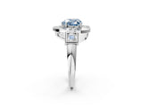 Silver Milgrain Fancy Blue Heart Cut Diamond Halo Split Shank Ring_56