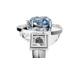 Silver Milgrain Fancy Blue Heart Cut Diamond Halo Split Shank Ring_59