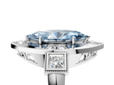 Silver Milgrain Fancy Blue Marquise Cut Diamond Halo Split Shank Ring_11