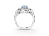 Silver Milgrain Fancy Blue Pear Cut Diamond Halo Split Shank Ring_9