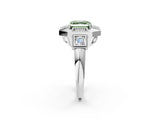 Silver Milgrain Fancy Green Asscher Cut Diamond Halo Split Shank Ring_20