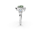 Silver Milgrain Fancy Green Heart Cut Diamond Halo Split Shank Ring_20