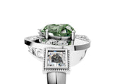 Silver Milgrain Fancy Green Heart Cut Diamond Halo Split Shank Ring_23