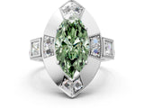 Silver Milgrain Fancy Green Marquise Cut Diamond Halo Split Shank Ring_6