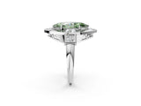 Silver Milgrain Fancy Green Marquise Cut Diamond Halo Split Shank Ring_8