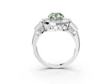 Silver Milgrain Fancy Green Pear Cut Diamond Halo Split Shank Ring_33