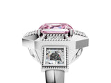 Silver Milgrain Fancy Pink Asscher Cut Diamond Halo Split Shank Ring_17