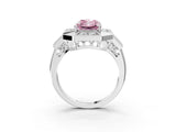 Silver Milgrain Fancy Pink Radiant Cut Diamond Halo Split Shank Ring_57